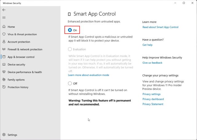 Windows 11లో స్మార్ట్ యాప్ నియంత్రణను ఎలా ప్రారంభించాలి?